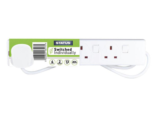 STATUS® Extension Socket Switched 4 Way 2m White