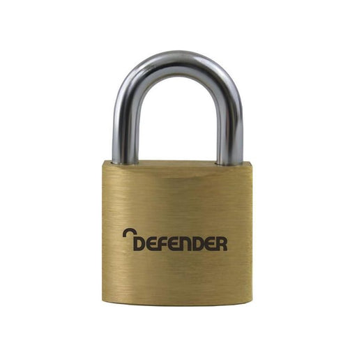 Defender Brass Padlock 20mm Keyed Alike DEFENDER - RockBottom Northampton