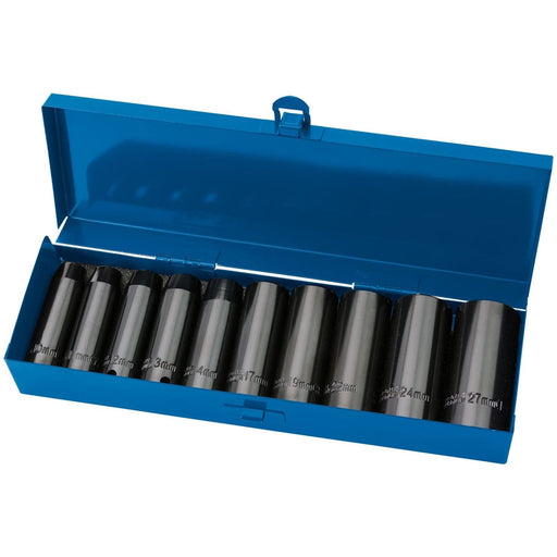 Draper HI-TORQ Metric Deep Impact Socket Set, 1/2" Sq. Dr. (10 Piece) Draper - Town Tools 