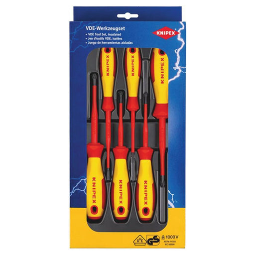 Knipex 00 20 12 VO4 VDE Insulated Slotted/Phillips/Pozidriv Screwdriver Set (6 Piece) Draper - Town Tools