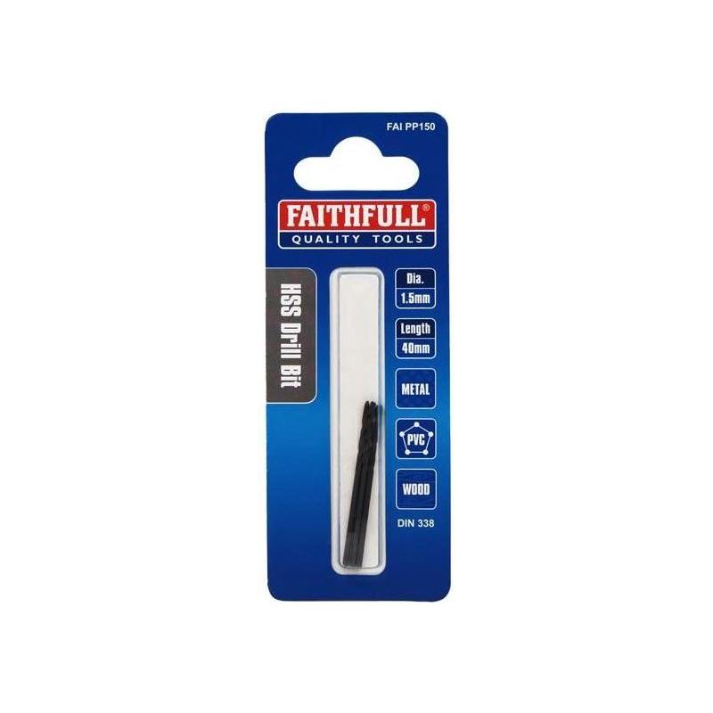 Faithfull HSS Jobber Drill Bits Pre Pack (3) 1.50mm OL:40mm WL:18mm Faithfull - RockBottom Northampton