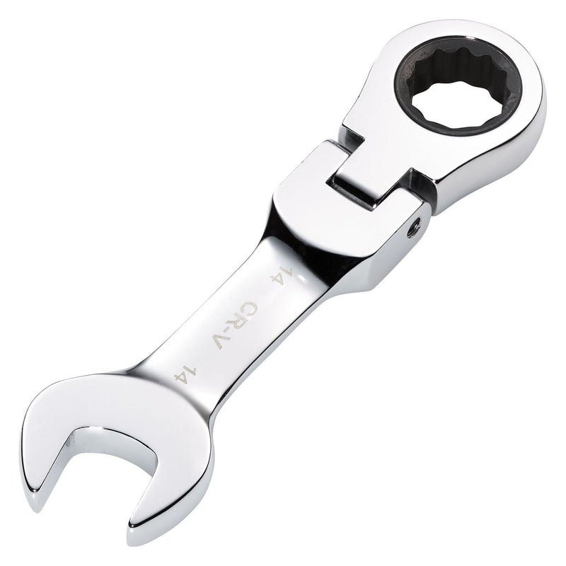 Draper HI-TORQ Metric Stubby Flexible Head Ratchet Combination Spanner, 14mm Draper - Town Tools