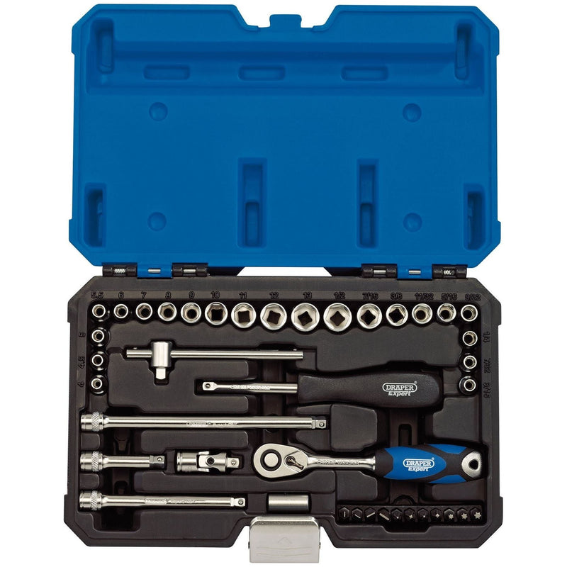 Draper Expert Combined MM/AF Socket Set, 1/4" Sq. Dr. (40 Piece) 16445 Draper - Town Tools 