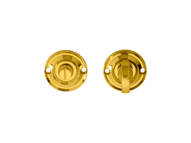 Turn & Release On Round Rose Small (4.9 X 67Mm Spindle) - (Face Fix) - Polished Brass 42MM