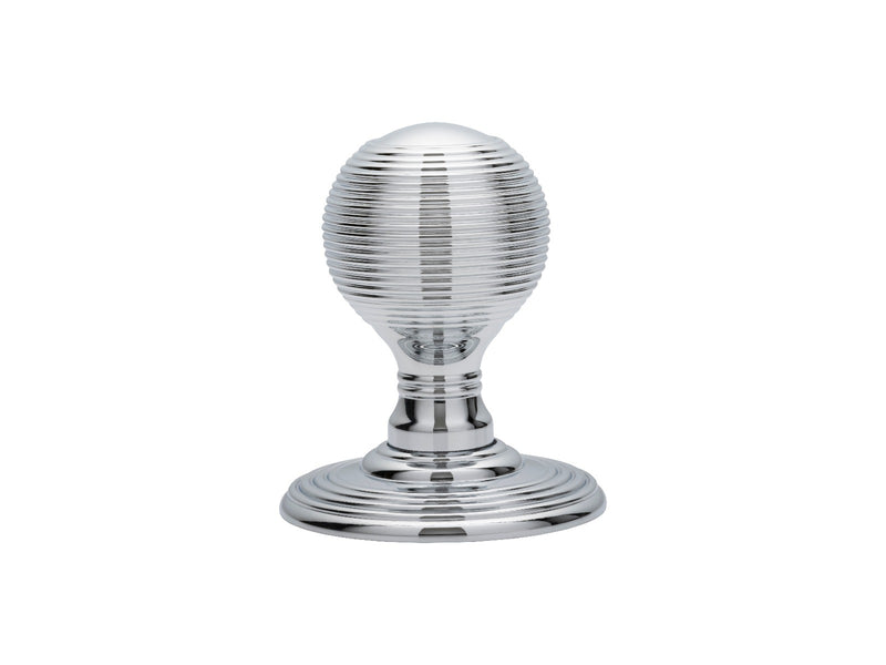 Reeded Knob (Concealed Fix) C/W Locating Washer - Polished Chrome 51MM
