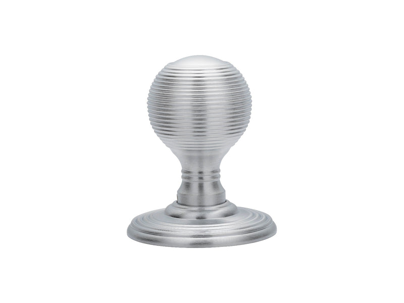 Reeded Knob (Concealed Fix) C/W Locating Washer - Satin Chrome 51MM