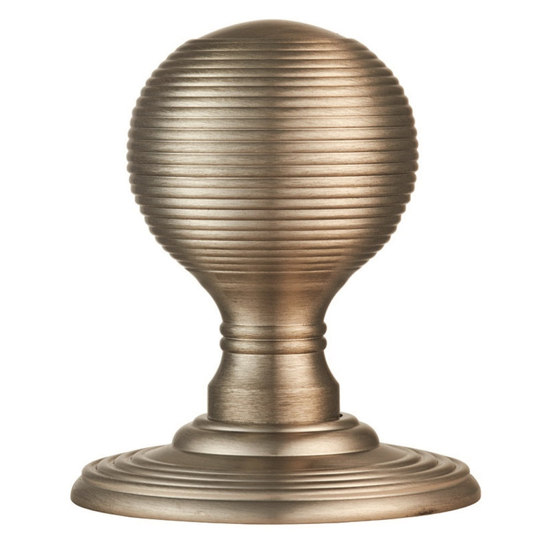 Reeded Knob (Concealed Fix) C/W Locating Washer - Satin Nickel 51MM