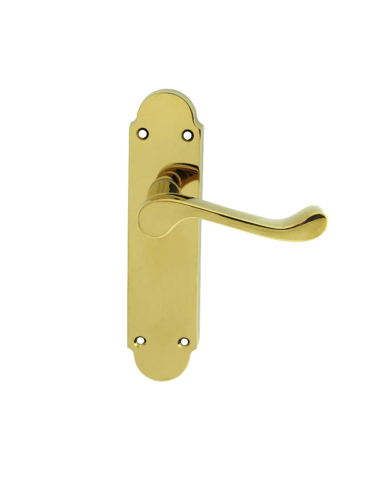 Oakley Lever On Face-Fix Backplate - Latch - Polished Brass 170MM X 42MM