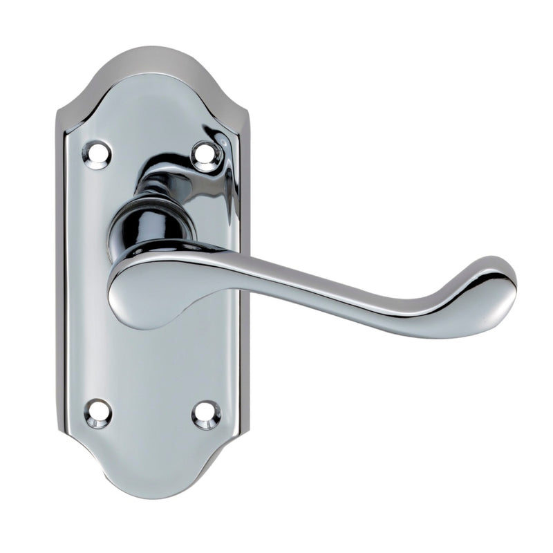 Ashtead Lever On Face-Fix Backplate - Latch - Polished Chrome 112 X 48MM