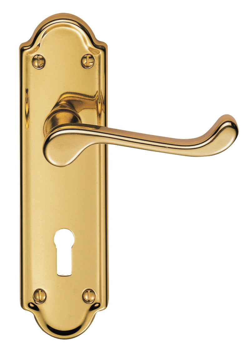 Ashtead Lever On Face-Fix Backplate - Lock 57Mm - Polished Brass 168MM X 48MM