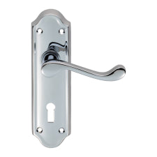 Ashtead Lever On Backplate - Lock 57Mm C/C - Polished Chrome 168MM X 48MM