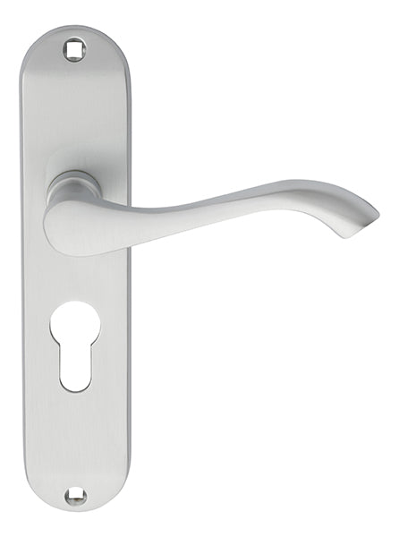 Andros Lever On Backplate - Lock Euro Profile 47.5Mm C/C - Satin Chrome 180MM X 40MM