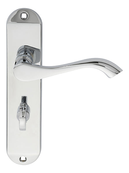 Andros Lever On Backplate - Bathroom 57Mm C/C - Polished Chrome 180MM X 40MM
