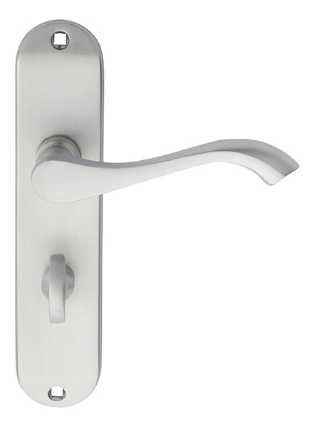 Andros Lever On Backplate - Bathroom 57Mm C/C - Satin Chrome 180MM X 40MM