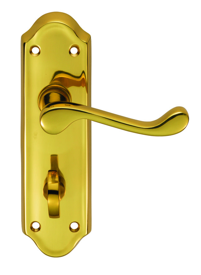 Ashtead Lever On Backplate - Bathroom 57Mm C/C - Polished Brass 168MM X 48MM