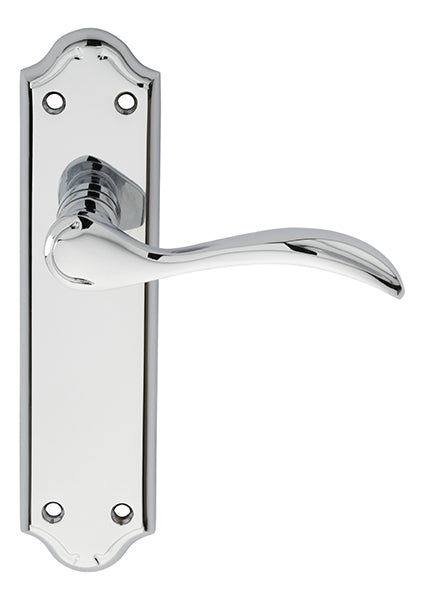 Madrid Lever On Backplate - Latch - Polished Chrome 180MM X 45MM
