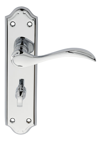 Madrid Lever On Backplate - Bathroom 57Mm C/C - Polished Chrome 180MM X 45MM