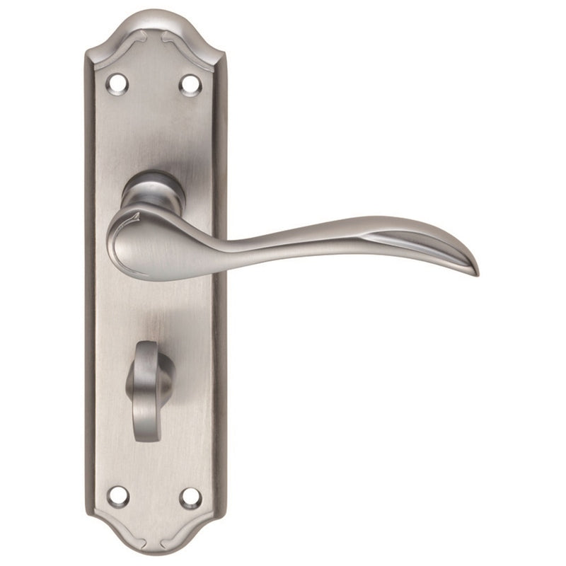 Madrid Lever On Backplate - Bathroom 57Mm C/C - Satin Chrome 180MM X 45MM