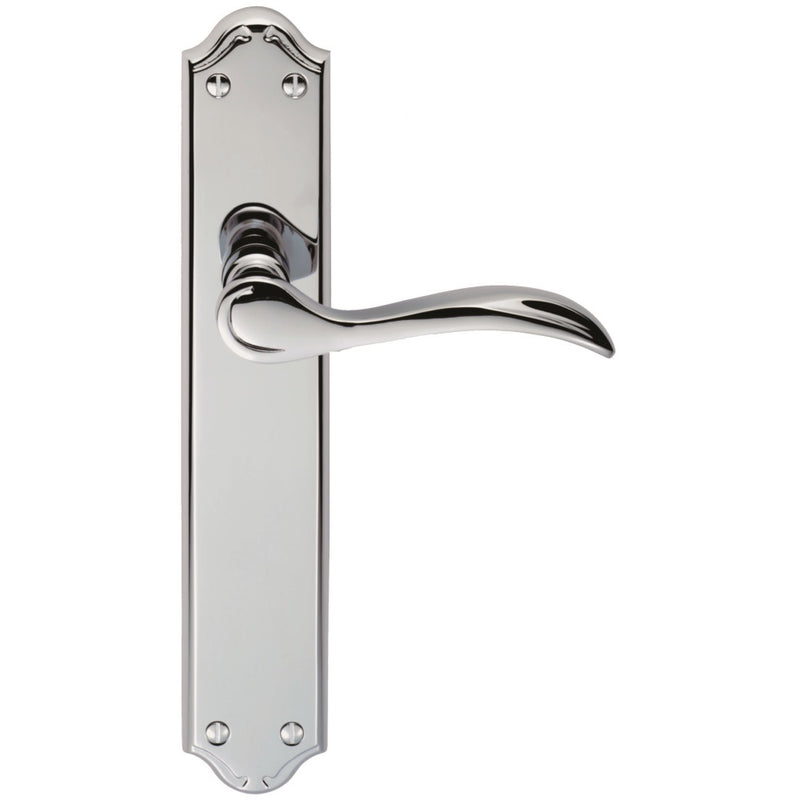Madrid Lever On Backplate - Latch - Polished Chrome 242MM X 45MM