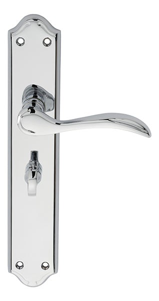 Madrid Lever On Backplate - Bathroom 57Mm C/C - Polished Chrome 242MM X 45MM