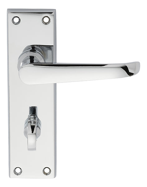 Ascot Heavy Victorian Lever On Backplate - Bathroom 57Mm C/C - Polished Chrome 150MM X 43MM