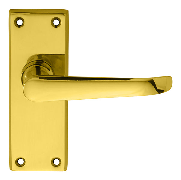 Ascot Heavy Victorian Lever On Backplate - Latch - Polished Brass 118MM X 43MM