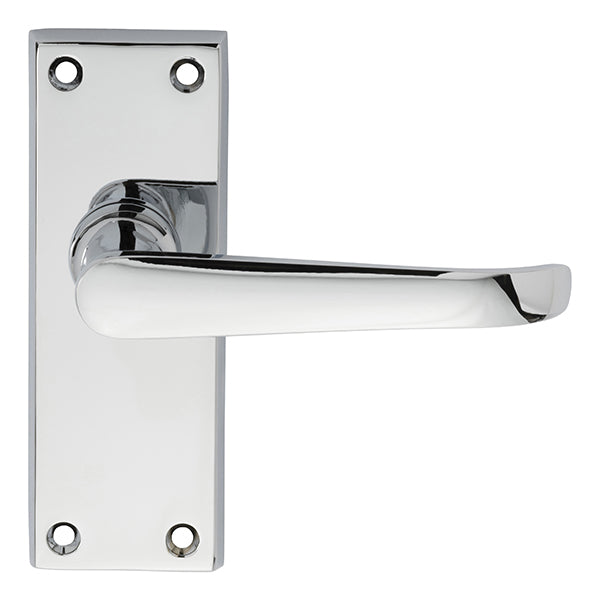 Ascot Heavy Victorian Lever On Backplate - Latch - Polished Chrome 118MM X 43MM
