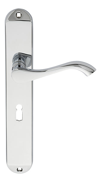 Andros Lever On Backplate - Lock 57Mm C/C - Polished Chrome 242MM X 40MM