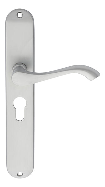 Andros Lever On Backplate - Lock Euro Profile 47.5Mm C/C - Satin Chrome 242MM X 40MM