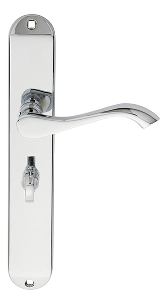 Andros Lever On Backplate - Bathroom 57Mm C/C - Polished Chrome 242MM X 40MM
