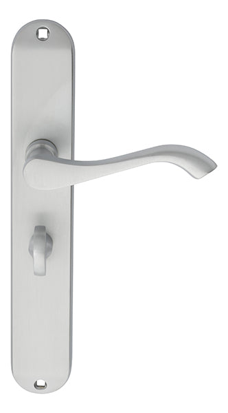 Andros Lever On Backplate - Bathroom 57Mm C/C - Satin Chrome 242MM X 40MM