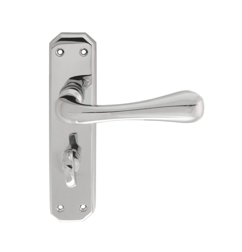 Eden Lever On Backplate - Bathroom 57Mm C/C - Polished Chrome 180MM X 40MM