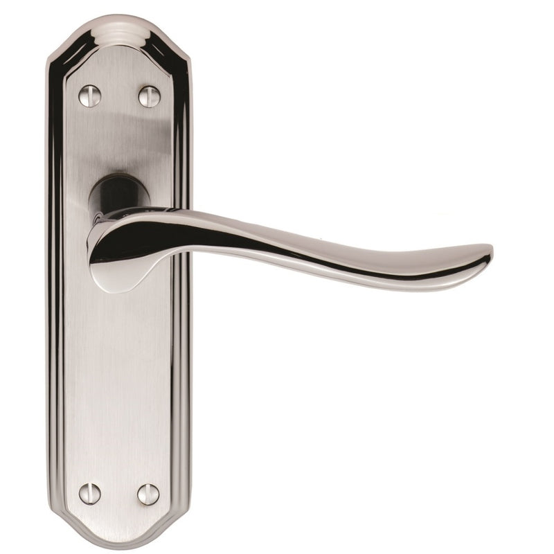 Lytham - Lever Latch Satin Chrome Face Polished Chrome Lever And Edges - Satin Chrome/Polished Chrome 180 X 48
