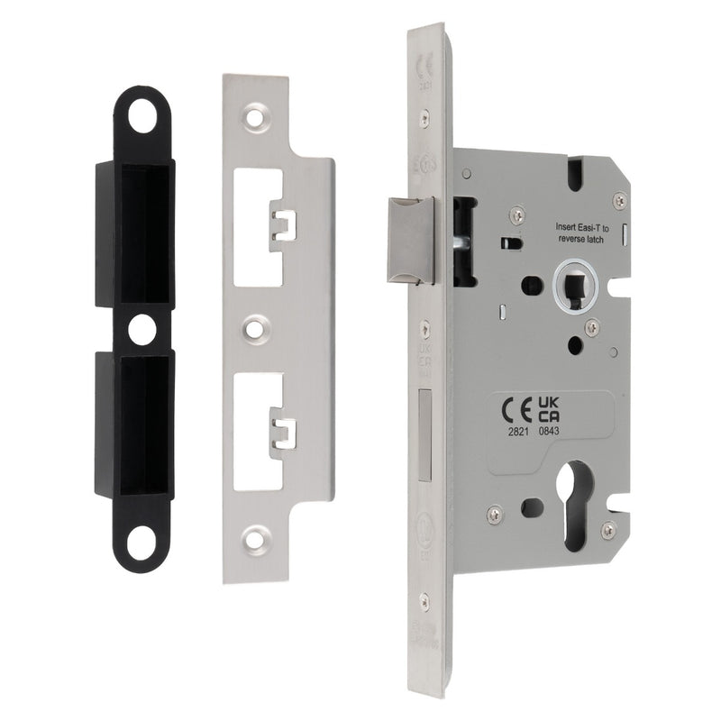 60Mm Din Euro Sashlock - 72Mm C/C - Square - Satin Stainless Steel