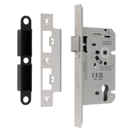 60Mm Din Euro Escape Lock - 72Mm C/C - Square - Satin Stainless Steel