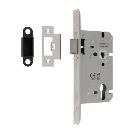 60Mm Din Euro Nightlatch - 72Mm C/C - Square - Satin Stainless Steel