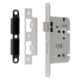 60Mm Din Bathroom Lock - 5Mm Follower - 78Mm C/C - Square - Satin Stainless Steel