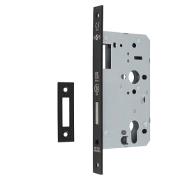 60Mm Din Euro Deadlock - Square - Matt Black