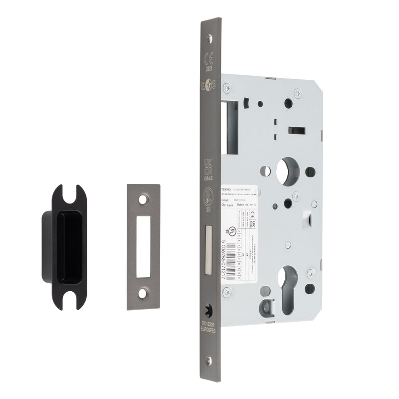 60Mm Din Euro Deadlock - Square - Matt Bronze
