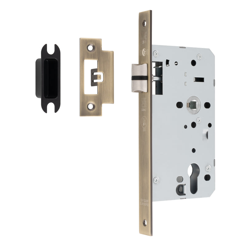 60Mm Din Latch - Square - Antique Brass