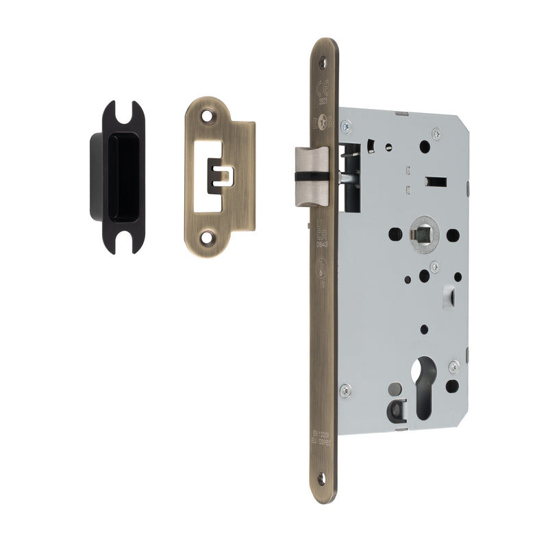 60Mm Din Latch - Radius - Antique Brass
