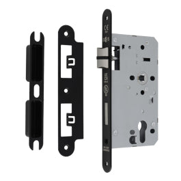 60Mm Din Euro Sashlock - 72Mm C/C - Radius - Matt Black