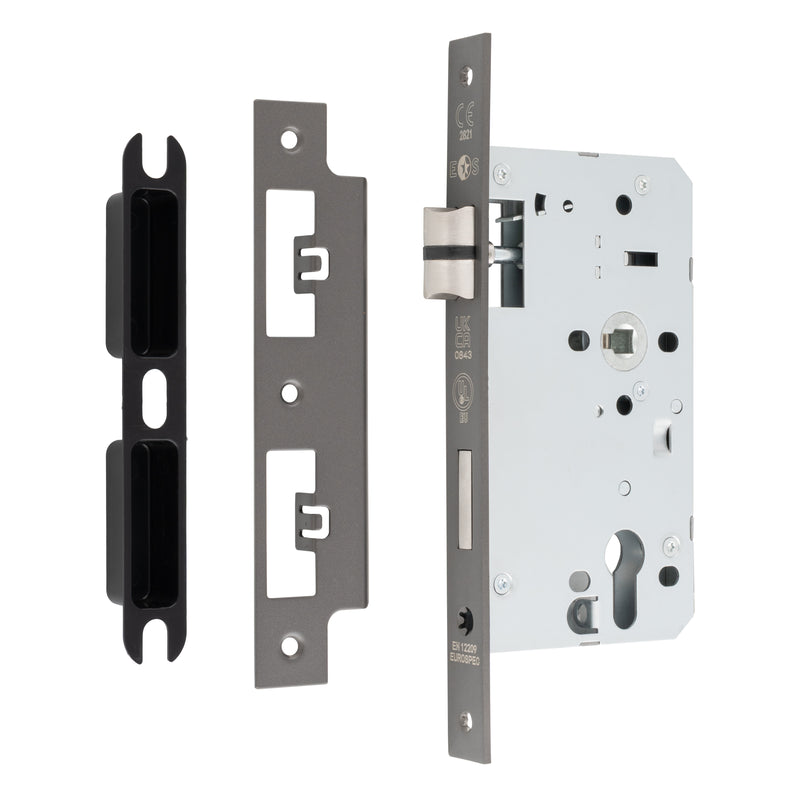 60Mm Din Euro Sashlock - 72Mm C/C - Square - Matt Bronze