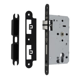 60Mm Din Euro Escape Lock - 72Mm C/C - Radius - Matt Black