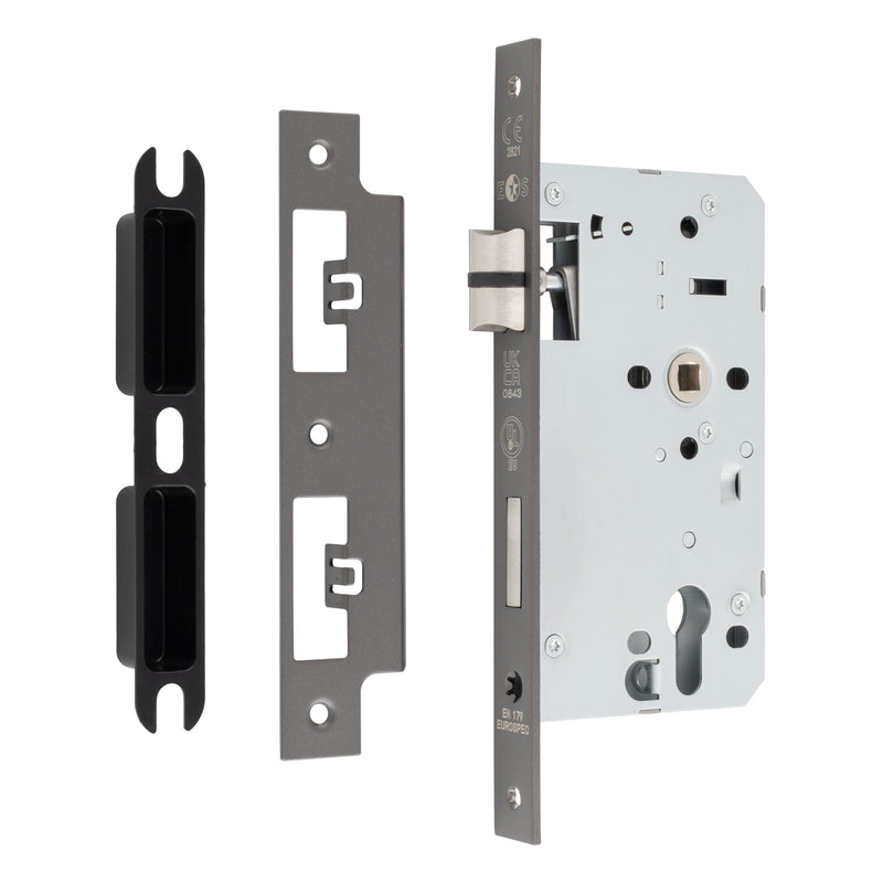 60Mm Din Euro Escape Lock - 72Mm C/C - Square - Matt Bronze