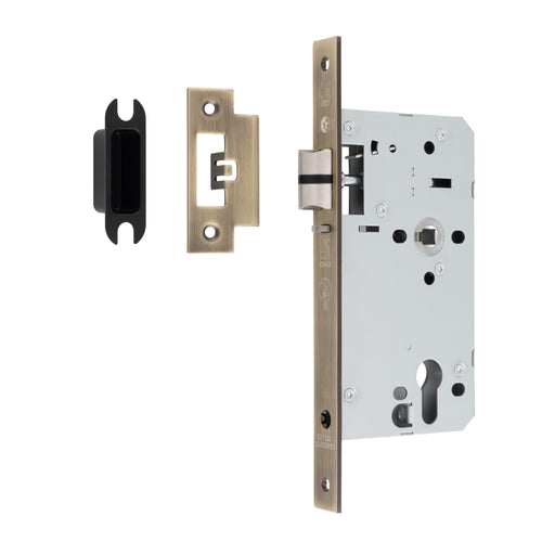 60Mm Din Euro Nightlatch - 72Mm C/C - Square - Antique Brass