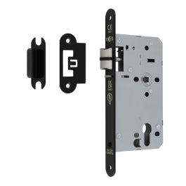 60Mm Din Euro Nightlatch - 72Mm C/C - Radius - Matt Black