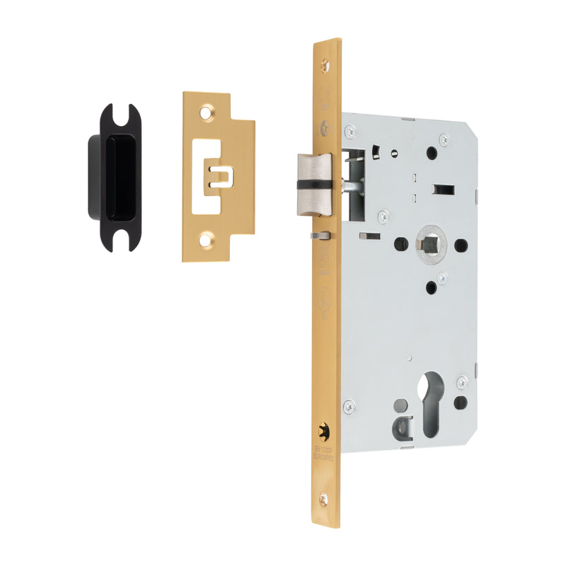 60Mm Din Euro Nightlatch - 72Mm C/C - Radius - Satin Brass