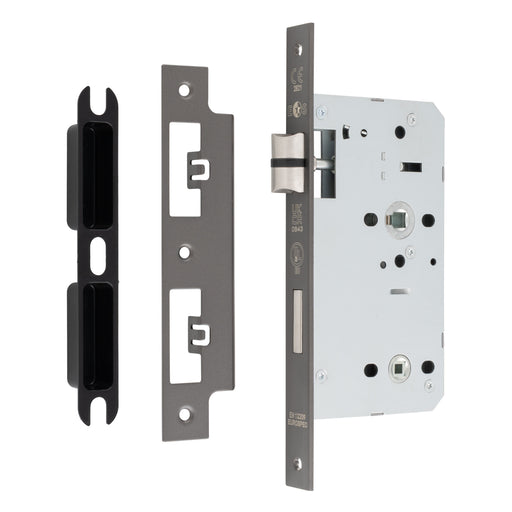 60Mm Din Bathroom Lock - 78Mm C/C - 5Mm Follower - Square - Matt Bronze