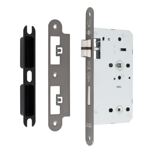 60Mm Din Bathroom Lock - 78Mm C/C - 5Mm Follower - Radius - Matt Bronze